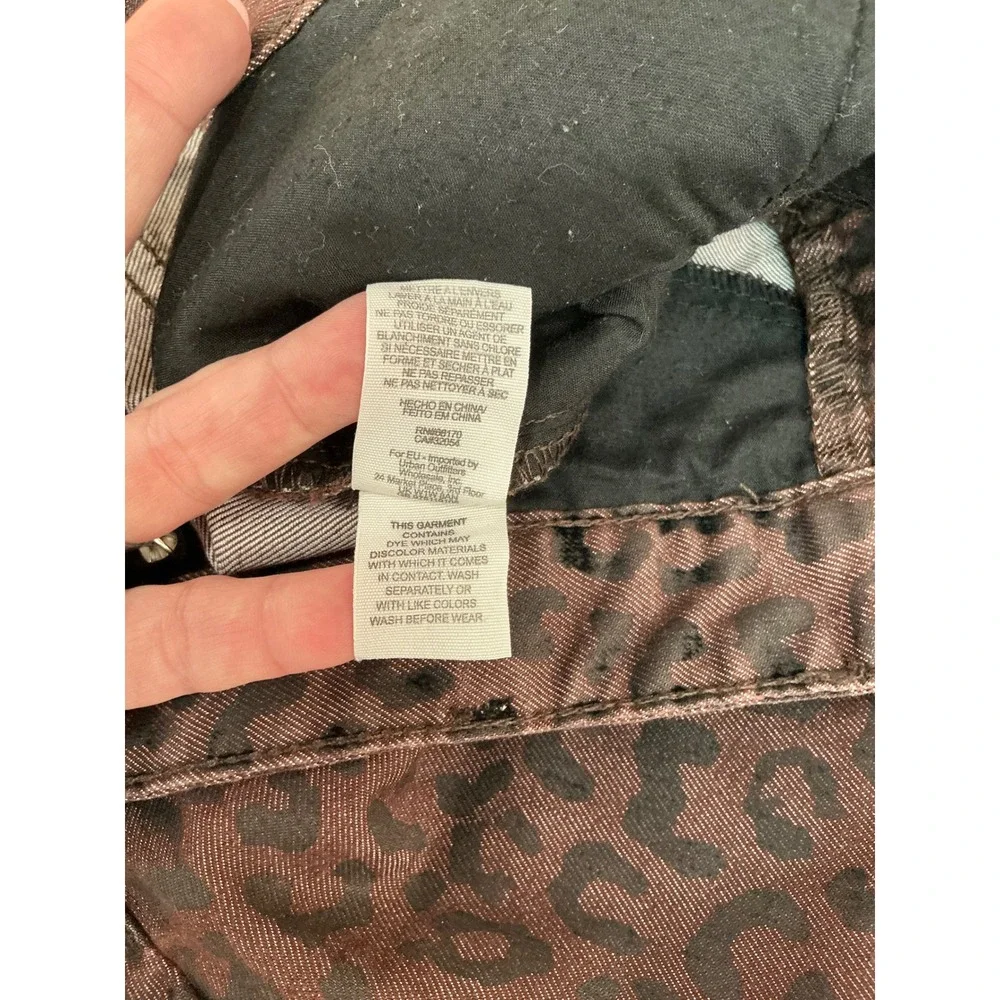 Free People Skinny Jeans 29 Brown Leopard Print Low Rise Animal Pattern Pockets